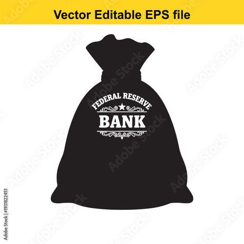 Money Bag Federal Reserve Bank Icon Vector Illustration