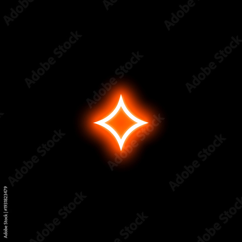 A dazzling, glowing orange starburst with bright, illuminated edges against a stark black background, symbolizing energy and brilliance