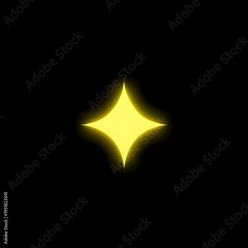 A vibrant yellow starburst sparkle glows with light, creating a magical and dazzling effect on a black background