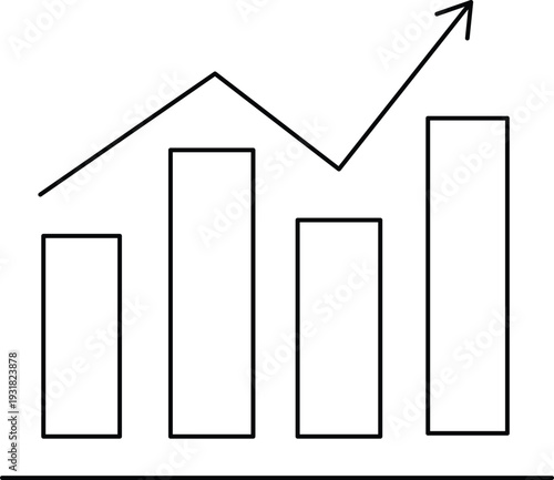 Vector bar chart icon with arrow