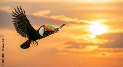Toucan in flight