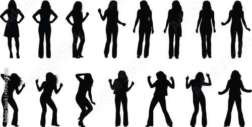 Set of fluffy cloud silhouettes, weather icons, minimalist sky elements, nature symbols, isolated cumulus shapes for landscape design and illustrations.