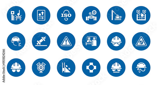 Collection of Safety and Industrial Icons for Construction and Manufacturing.