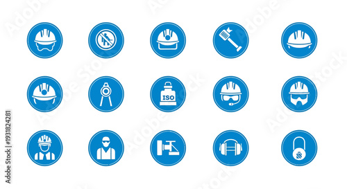 Collection of Safety Icons for Construction and Industrial Workplaces.