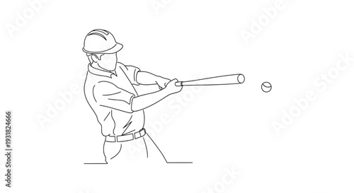 A minimalist vector illustration of a baseball player swinging a bat in a dynamic pose