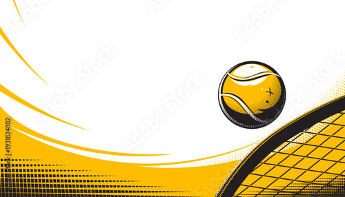 Abstract tennis ball and racket background.  Sports concept