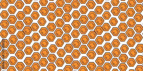 Honeycomb seamless pattern. Honey combs background. Hand drawn vector illustration.