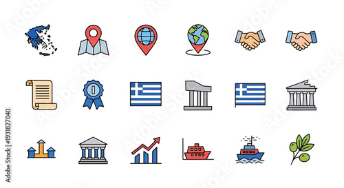Global Icon Set of Landmarks And Symbols.