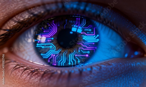 Human Eye With Digital Circuitry and Artificial Intelligence Interface Technology
