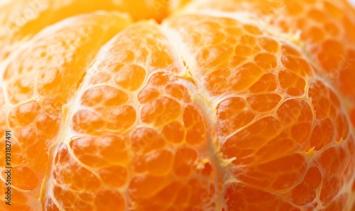Macro Shot of Peeled Mandarin Orange Showing Juicy Texture and Citrus Segments
