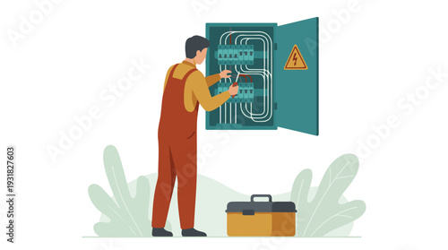 Electrician performing repair and maintenance on a home electrical panel