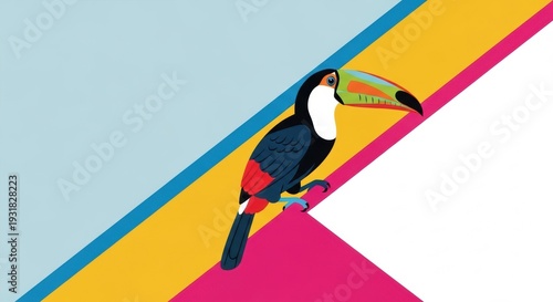 Toucan on abstract background