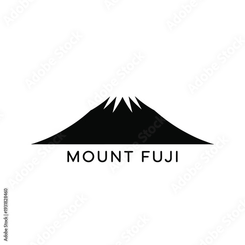 Simple black silhouette of mount fuji with text labeling