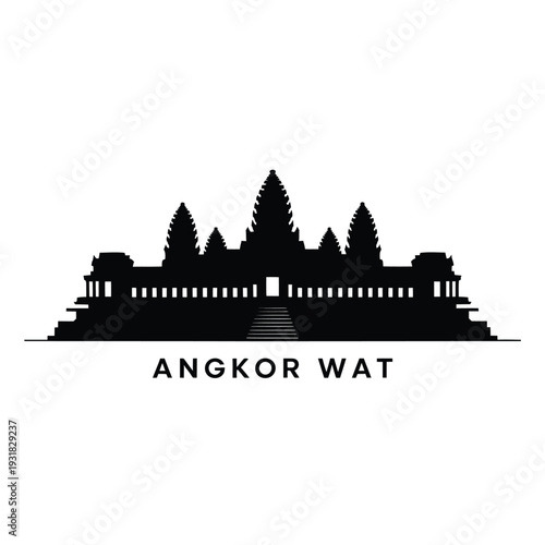 A striking black silhouette of angkor wat temple in cambodia