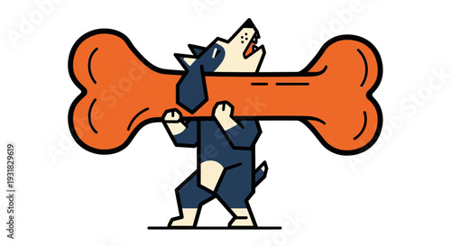 Dog Carrying Large Bone.