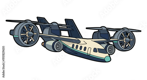Futuristic Flying Car Vehicle.