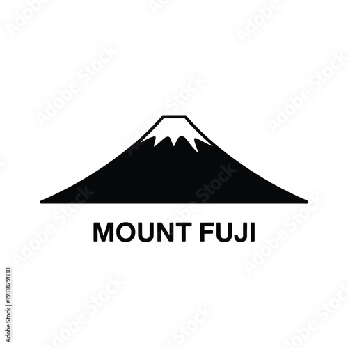 Stylized depiction of mount fuji with text identifying the landmark