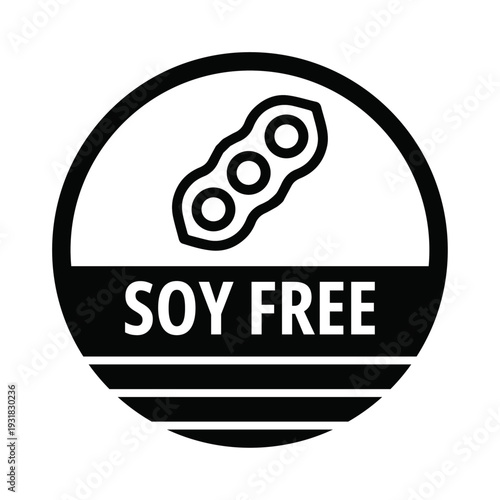 Soy free logo with bean icon on white background