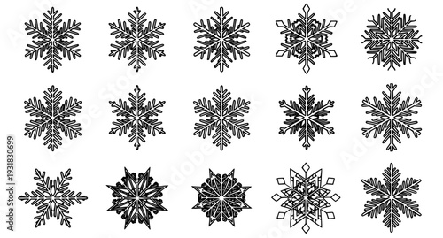 Classic snowflake icon set winter symbols collection in flat vector EPS 10 style isolated on white
Keywords (30)