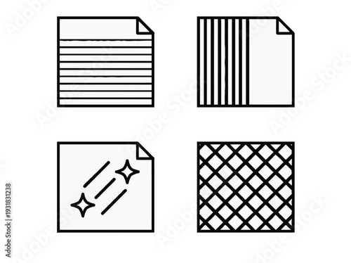 Simple Line Icons for Office Tasks and Documents in a Modern Workspace