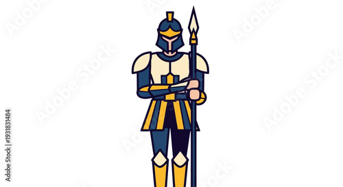 Medieval Knight Standing Guard.