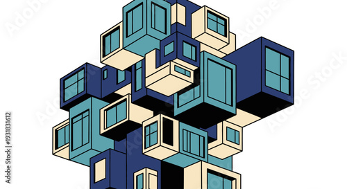 Modern Cubist Building Design.