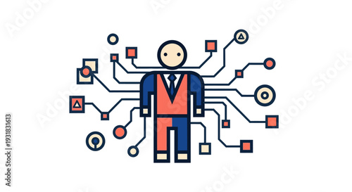 Businessman with Circuit Board.