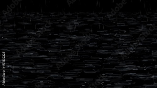 Realistic Perspective Rain Drops on Ground Animation 1080p Seamless Loop