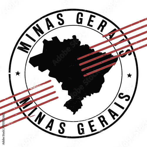 A circular emblem featuring the map of minas gerais brazil