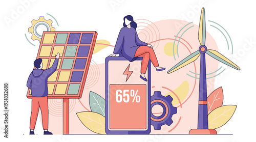 Green energy generation and storage with solar panels, wind and battery