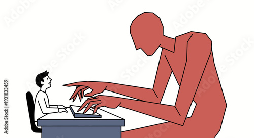 Man working on computer.