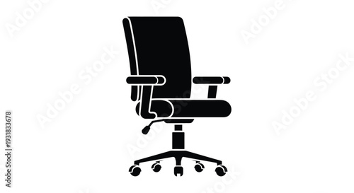 Simple black silhouette of an office chair with a five star base