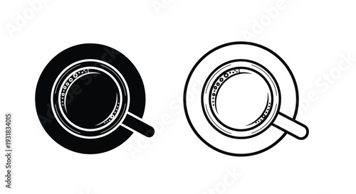 Two black and white illustrations of coffee cups side by side