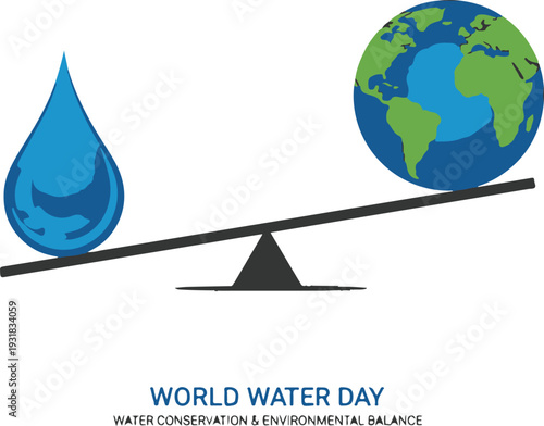 World water day balance between water droplet and earth globe