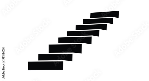 A minimalist depiction of a staircase with rectangular steps