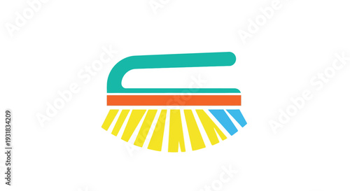 Abstract paintbrush stroke with vibrant yellow blue orange and teal colors