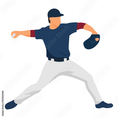 Baseball Pitcher Throwing a Fastball in Professional Game Vector