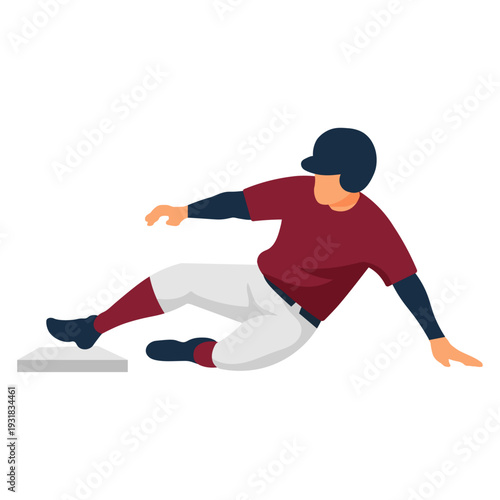 Baseball Player Sliding into Base in Intense Game Action Vector