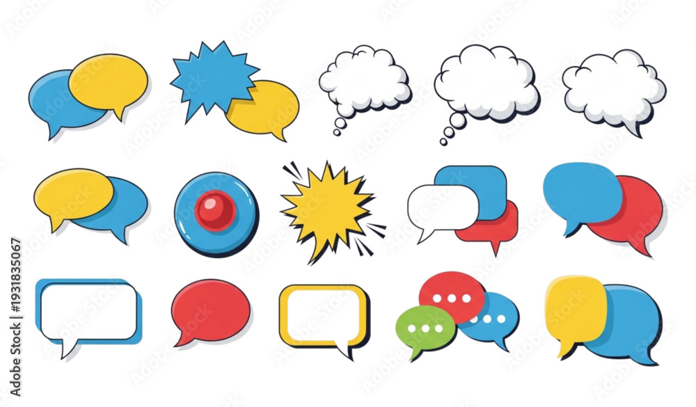 Obraz premium Engaging speech bubble vector pack for playful communication