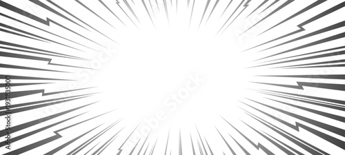 Radial speed lines with electric bolts creating dramatic comic effect. Concentrated focus background for manga and anime style graphics. Vector design.
