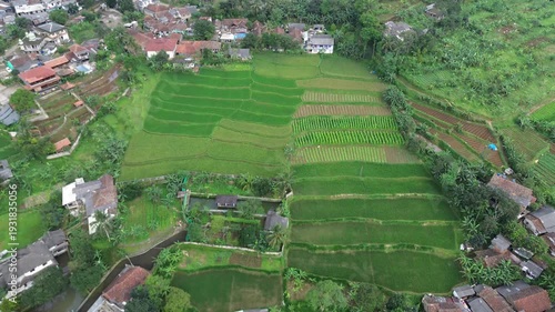 Aerial Drone Video Footage of Rural Village Reverse