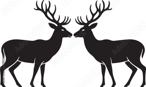 Set of 8 deer silhouettes vector isolated PNG with Transparent Background ,Deer Stag Silhouette Illustration Set