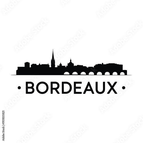 A black silhouette of bordeaux s skyline with city name below