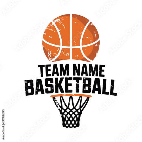 Basketball graphic with team name and net ideal for sports branding