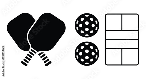 Set of 4 Pickleball Icons Vector