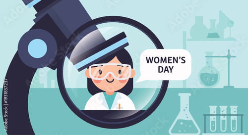 International Womens Day Female Scientist Illustrates Women Empowerment