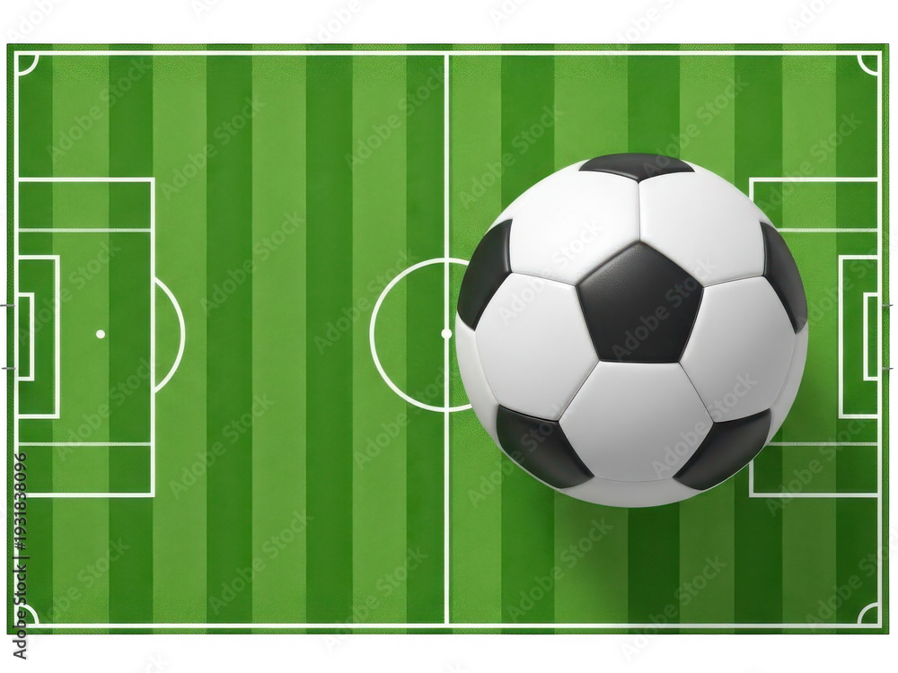 Obraz premium Soccer ball on a pitch isolated on transparent background