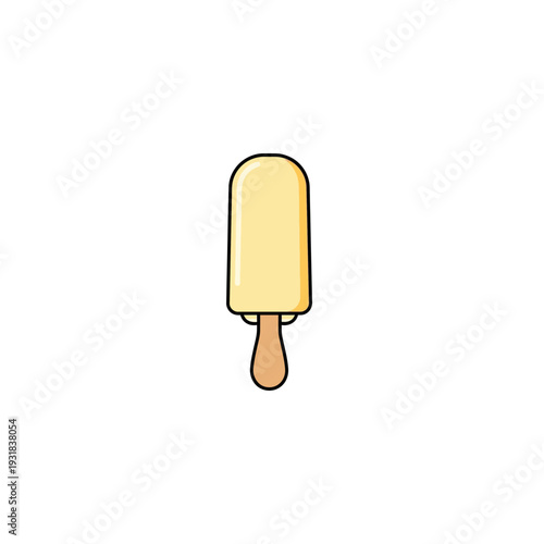 A yellow ice cream on a stick