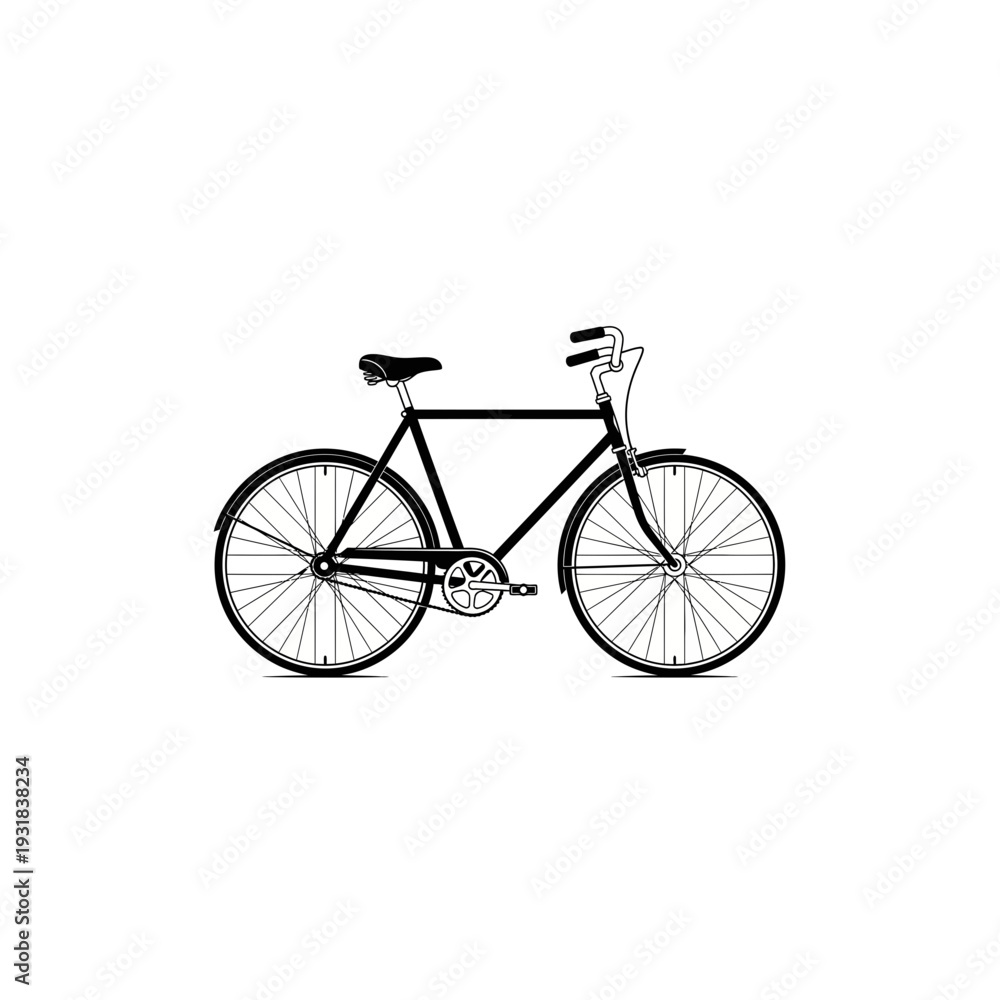 Fototapeta premium A black bicycle with a white background