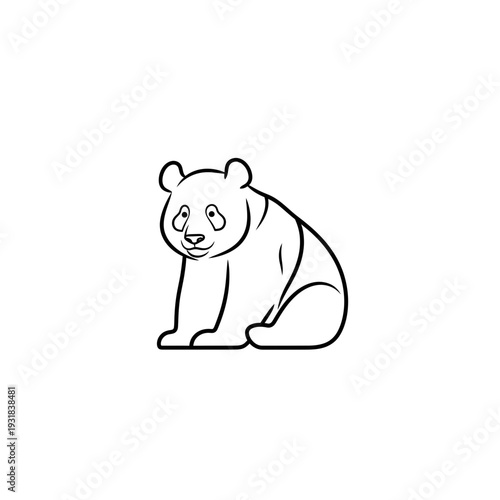 A cute line drawing of a sitting bear